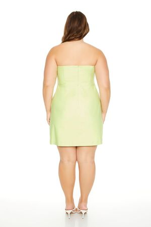 PALE GREEN Plus Size Strapless Mini Dress, image 3