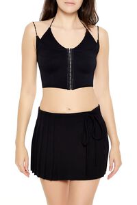 BLACK Seamless Halter Cropped Cami, image 1