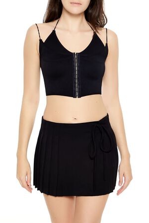 BLACK Seamless Halter Cropped Cami, image 1