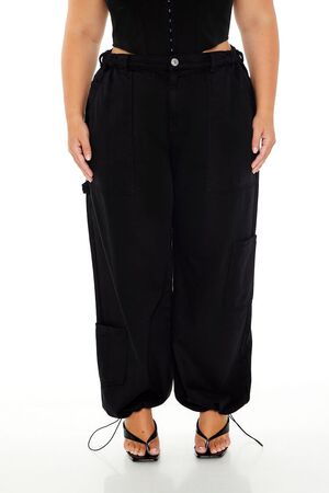 BLACK Plus Size Carpenter Joggers, image 2