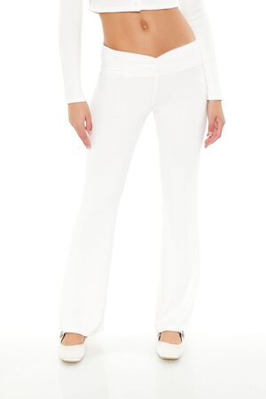 OATMEAL Mid-Rise V-Cut Flare Pants, image 2