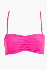 SHOCKING PINK Ruched Bandeau Bikini Top, image 5