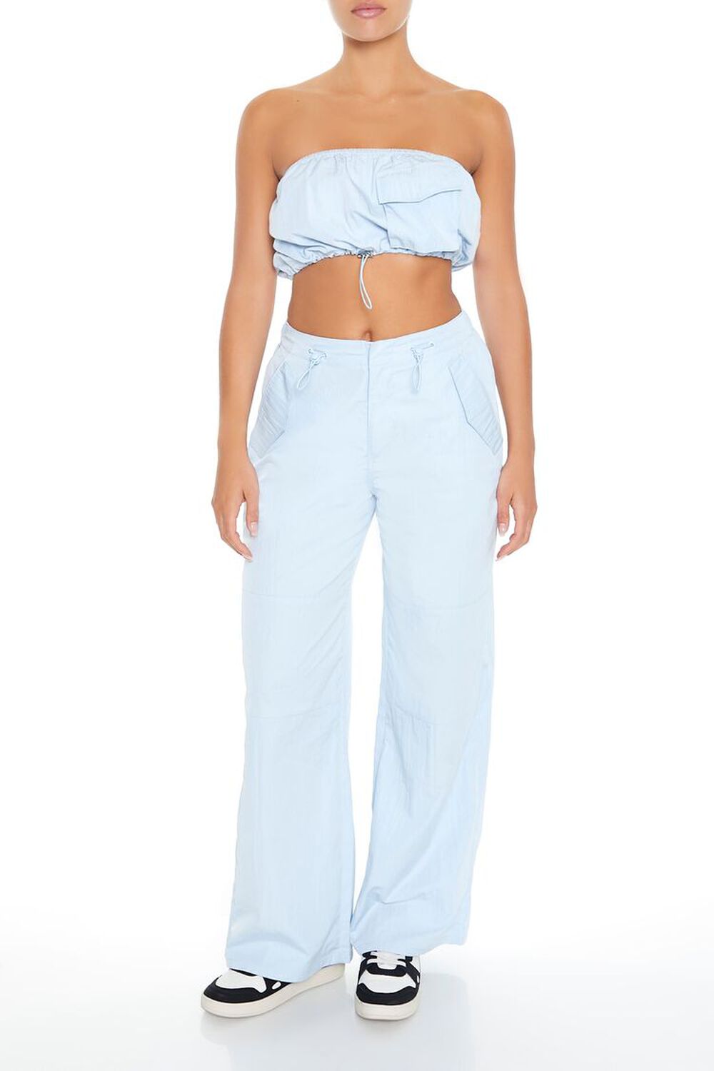 SKY BLUE Cargo Tube Crop Top, image 2