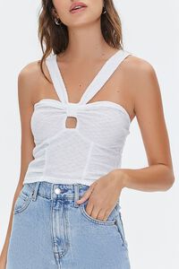 WHITE V-Strap Cutout Crop Top, image 5
