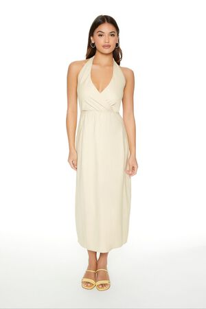 BLACK Surplice Halter Maxi Dress, image 1