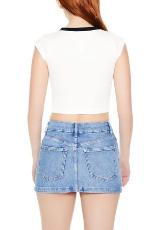 BLOSSOM/WHITE Ribbed Seamless Crop Top, image 3