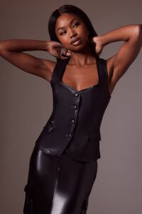 BLACK Sleeveless Faux Leather Top, image 1