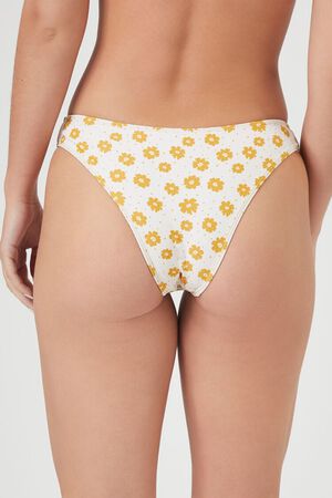 CREAM/GOLDENROD Floral Print Cheeky Bikini Bottoms, image 3