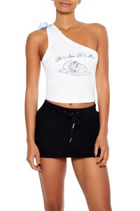 WHITE/MULTI Be Nice To Me Graphic Crop Top, image 1