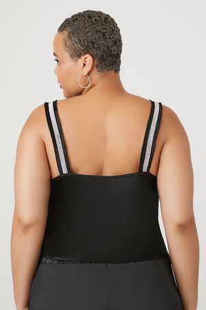 BLACK Plus Size Rhinestone-Trim Cami, image 3