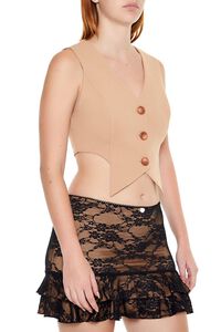 BROWN Cropped Notched Vest, image 4