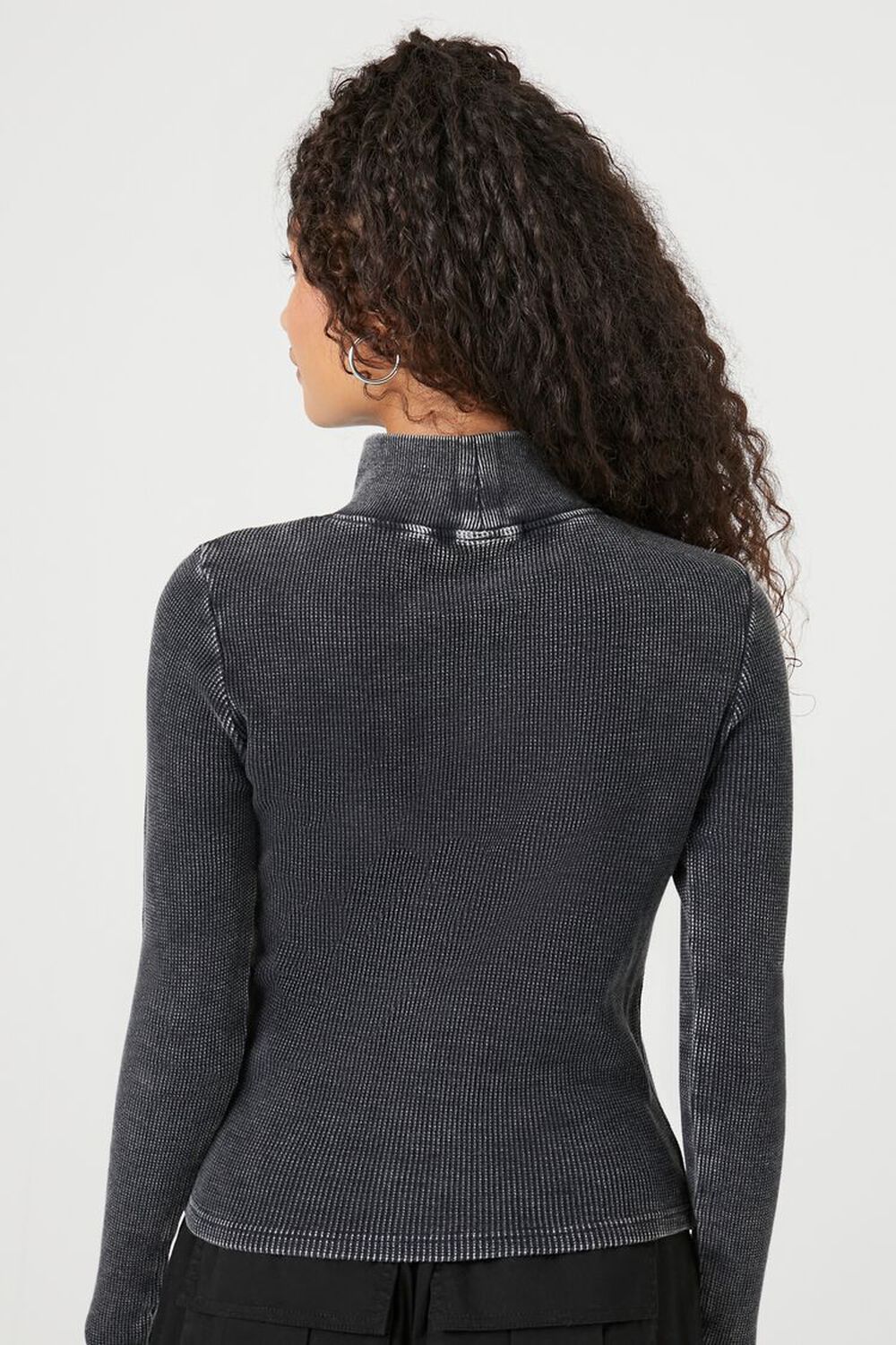 BLACK Waffle Knit Turtleneck Top, image 3
