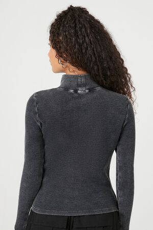BLACK Waffle Knit Turtleneck Top, image 3