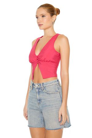 CREAM Plunging Split-Hem Crop Top, image 2