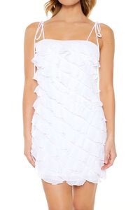 WHITE Chiffon Tiered Tie-Strap Mini Dress, image 5