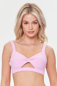PURPLE Terry Cloth Cutout Bikini Top, image 1
