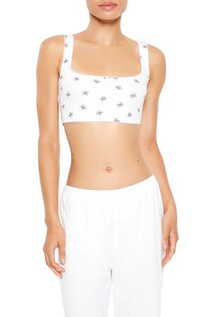VANILLA/MULTI Rosette Bow Longline Bralette, image 1