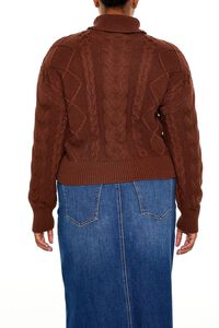 BROWN Plus Size Cable Knit Turtleneck Sweater, image 5