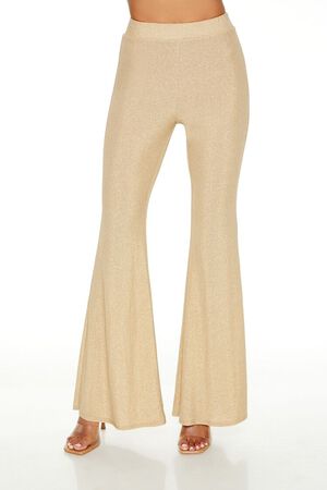 CHAMPAGNE Glitter High-Rise Flare Pants, image 2
