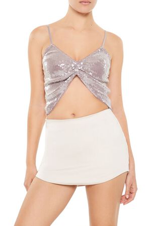 LAVENDER Sequin Notched-Hem Cropped Cami, image 1