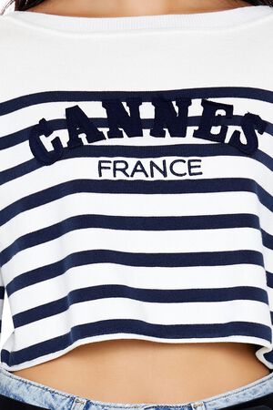 VANILLA/MULTI Cannes France Cropped Sweater, image 3