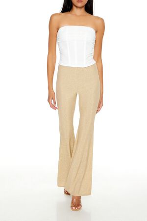 CHAMPAGNE Glitter High-Rise Flare Pants, image 1
