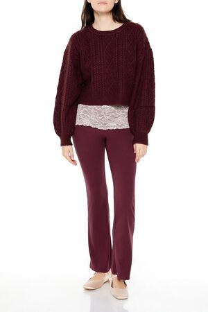 MERLOT Cropped Cable Knit Sweater, image 2