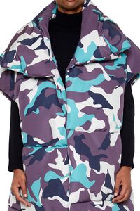 BLACK/MULTI Camo Print Longline Puffer Vest, image 3