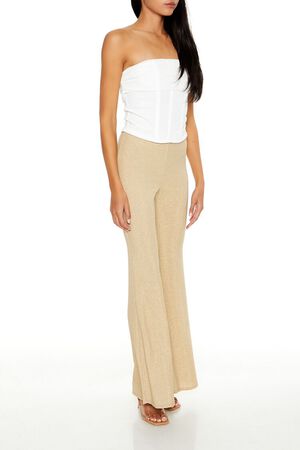 CHAMPAGNE Glitter High-Rise Flare Pants, image 3