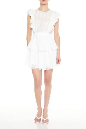 PALE BANANA Clip Dot Lace Ruffled Mini Dress, image 1