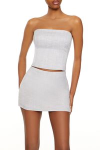 GREY Smocked Tube Crop Top, image 1