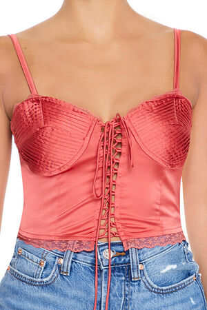 TOFFEE Satin Lace-Up Bustier Cami, image 3