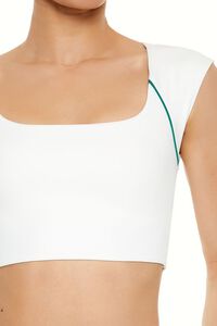 WHITE/JUNIPER Active Piped-Trim Crop Top, image 3
