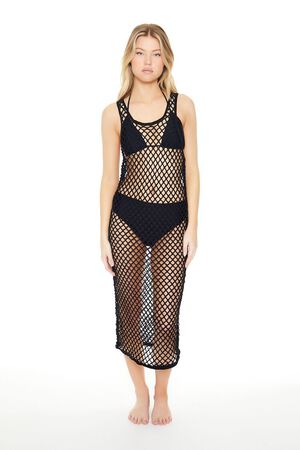 BLACK Crochet Swim Cover-Up Dress, image 1