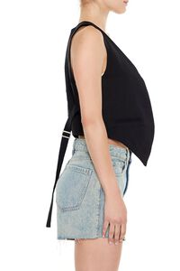 BLACK Open-Front Pointed-Hem Vest, image 5