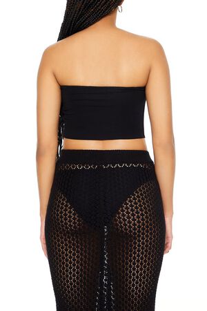 BLACK Cropped Sweetheart Tube Top, image 3