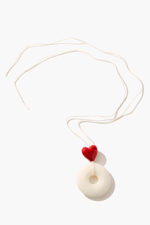 WHITE/RED Frasier Sterling Heart & Round Pendant Necklace, image 2