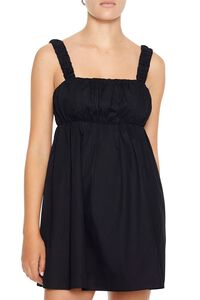 BLACK Poplin Babydoll Mini Dress, image 4