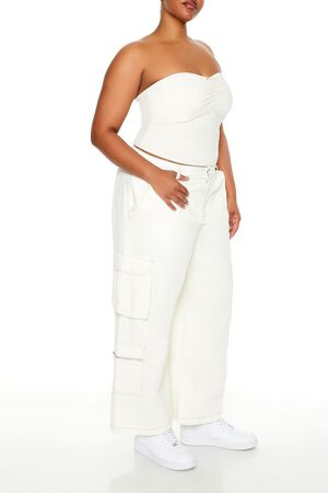 WHITE Plus Size High-Rise Cargo Pants, image 3