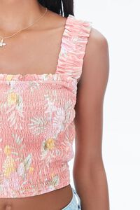 TIGERLILY/MULTI Tropical Leaf Smocked Crop Top, image 5
