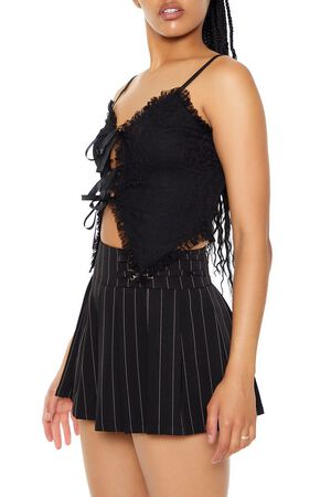 BLACK Lace Ruffle-Trim Bow Cami, image 2