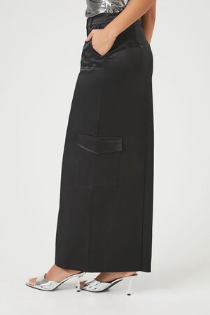 PINK Satin Cargo Maxi Skirt, image 3
