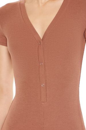 HEATHER GREY Ribbed Knit Lounge Romper, image 3