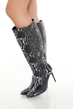 MULTI Faux Snake Knee-High Boots, image 1