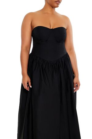 BLACK Plus Size Sweetheart Midi Dress, image 2