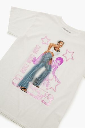 WHITE/MULTI Shimmer Foil Saweetie Graphic Tee, image 3