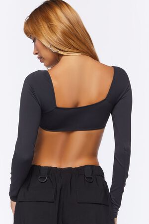 BLACK Long-Sleeve Crop Top, image 3