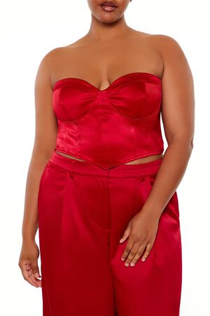 BLACK Plus Size Sweetheart Bustier Tube Top, image 1