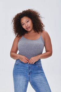 HEATHER GREY Plus Size Cotton Basic Cami, image 1