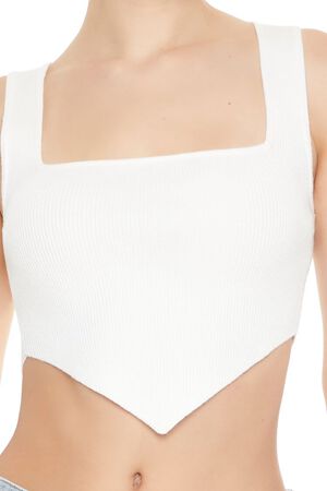 PINK Ribbed Sweater-Knit Crop Top, image 3